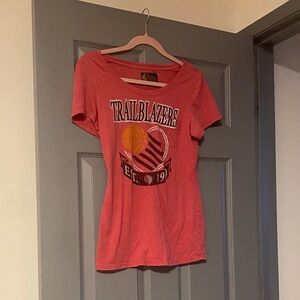 NBA Women's Red Trailblazers Tee Basketball Heart